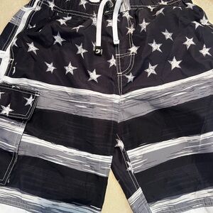 Split Black and Gray Star Board Shorts
